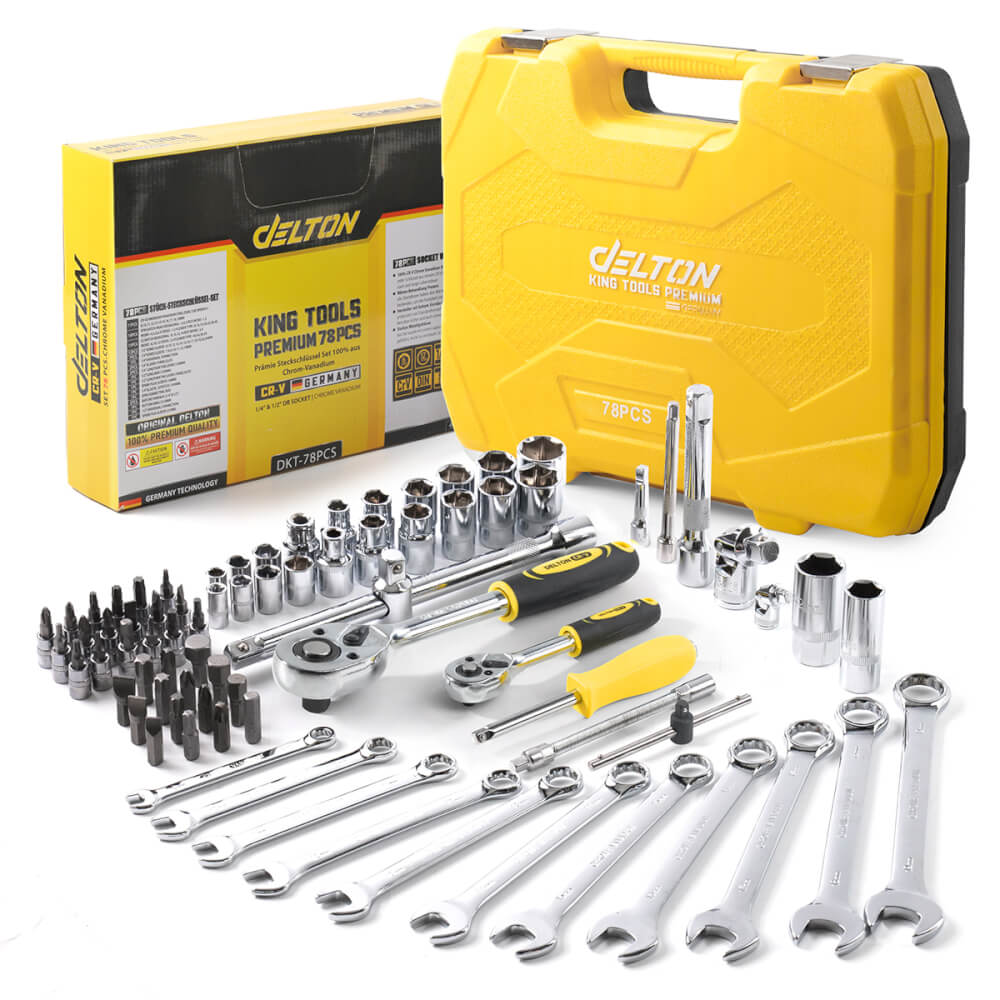 ชุดบ็อกซ์ DELTON รุ่น DKT-78PCS 1/4 , 1/2 นิ้ว แพ็ก 78 ชิ้น